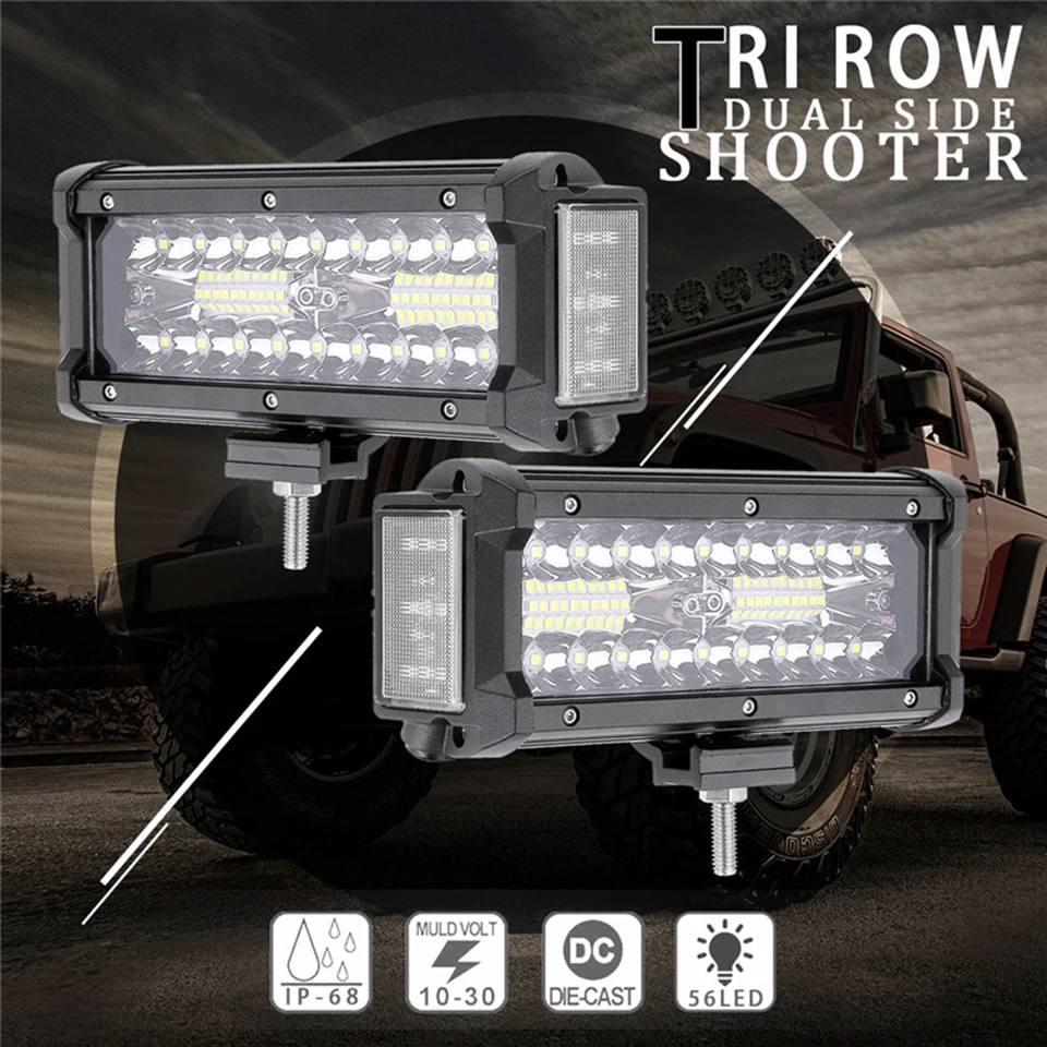 

7 Inch 168W LED Work Light Bar Combo Dual Side Illuminate Offroad 4x4 Fog Light Driving Light Lamp for Truck Headlight for Boat
