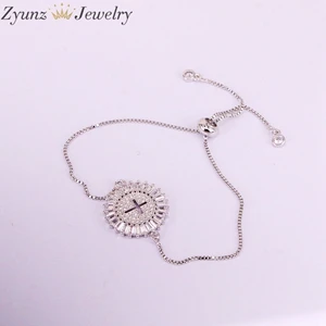 Silver Bracelet 10 шт. ZYZ327-1336 CZ Pave Micro Круглый диск крест разъем, Кристалл Шарм Разъем Мода микро проложить фокусное очарование браслет - Окраска металла: Silver Bracelet