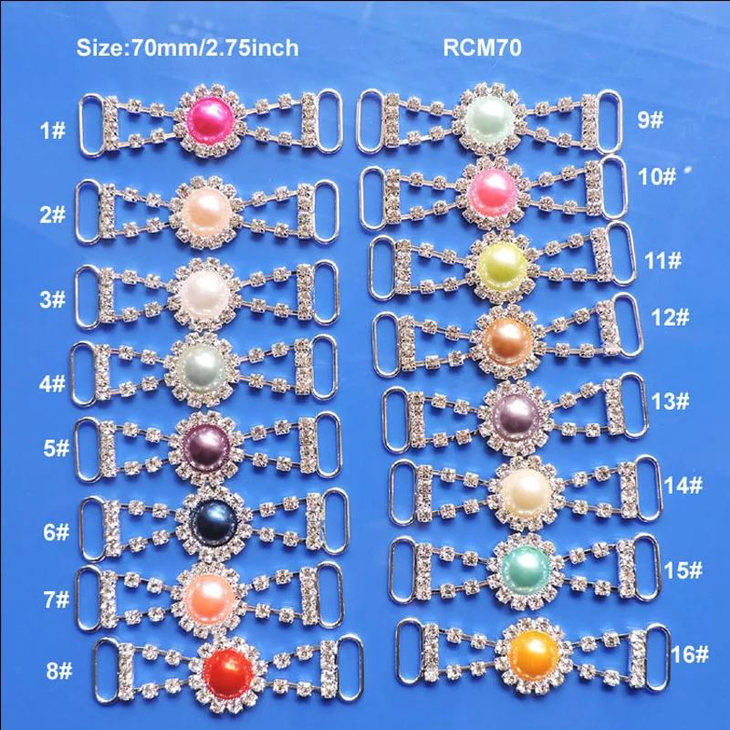 2.75inch 16colors Pearl rhinestone connector Bikini Connectors Crystal