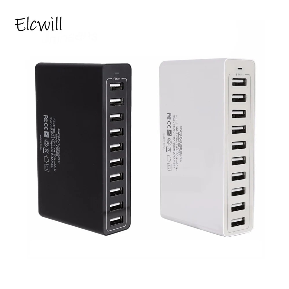 

10 Ports USB Charger Power Adapter 5V/10A EU/US/UK Plug Smart Charger Quick Charging Station Dock for IPhone Samsung Tablet