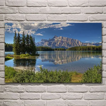 

banff park nature landscape alberta canada trees living room decoration home art decor wood frame fabric poster KF149