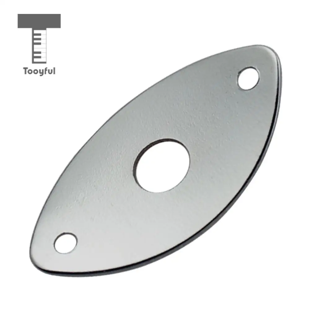 Tooyful 2pcs Metal Oval Curved Socket Jack Plate with Screws for Electric Guitar Bass Parts