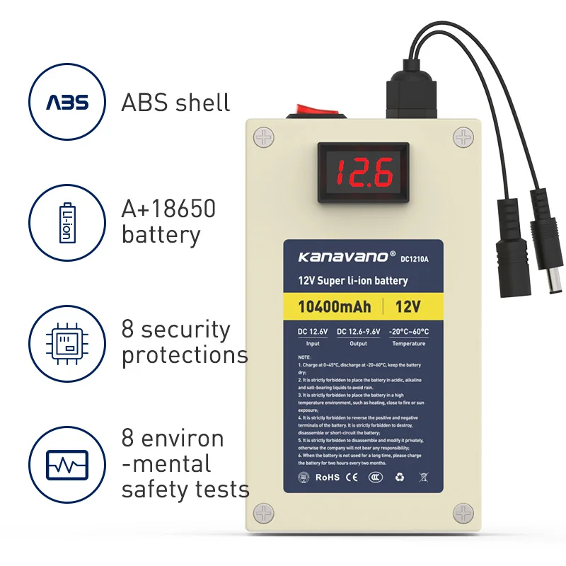 12V Портативный супер Ёмкость Перезаряжаемые литий-ионный Батарея пакет 10ah литий-ионный аккумулятор 18650 ячейки с USB BMS