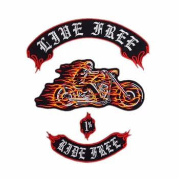 

Flame Motorcycle Embroidered Iron on Patches Sets for Clothes DIY Patches For Jackets