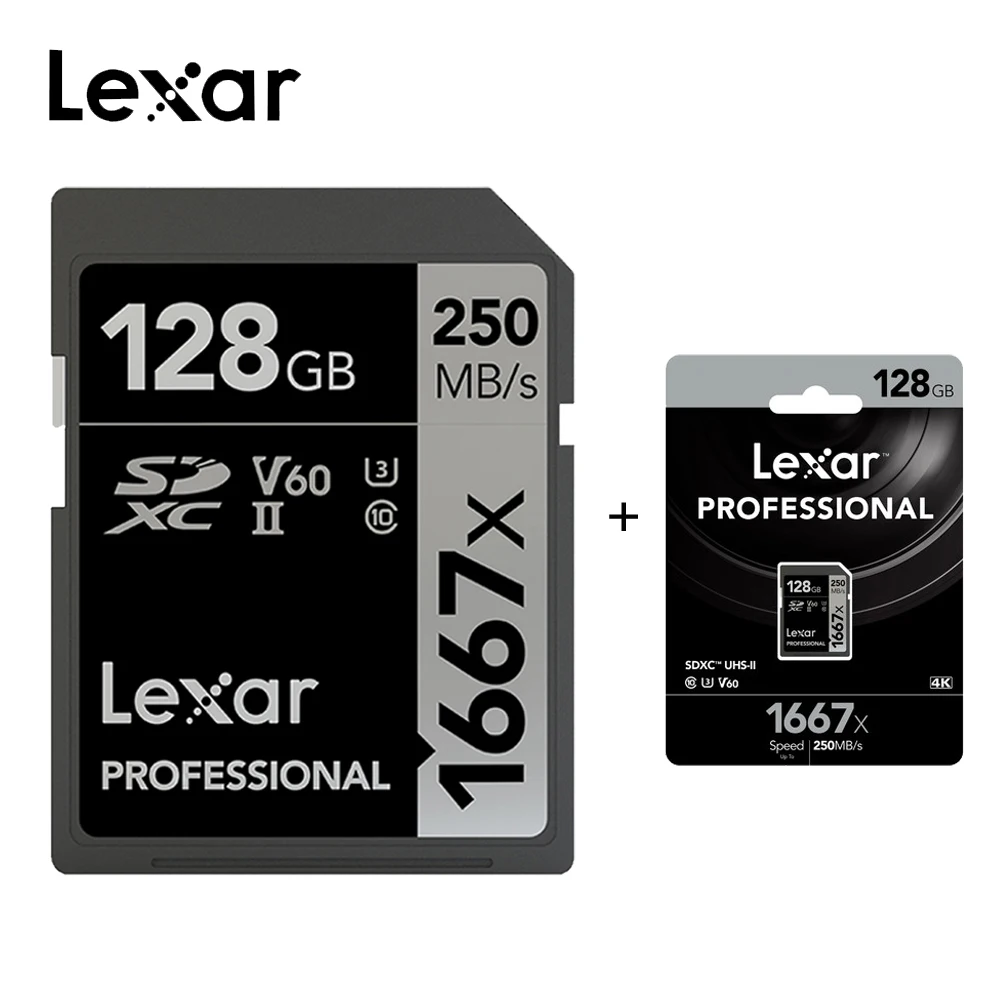 Lexar sd карта 256 ГБ 128 Гб 64 U3 V60 4K высокая скорость 250 м/с SLR микро Одиночная камера
