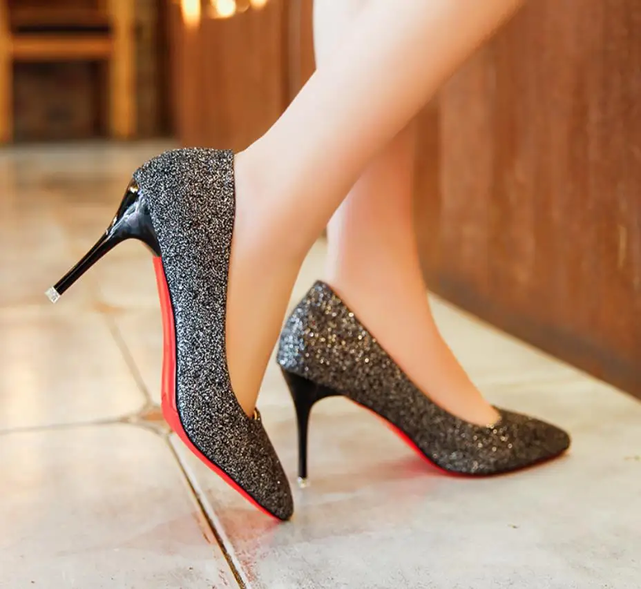 

Women Pumps Extrem Sexy High Heels Women Shoes 2018 Thin Heels Female Shoes Wedding Shoes Gold Sliver White Ladies Shoes