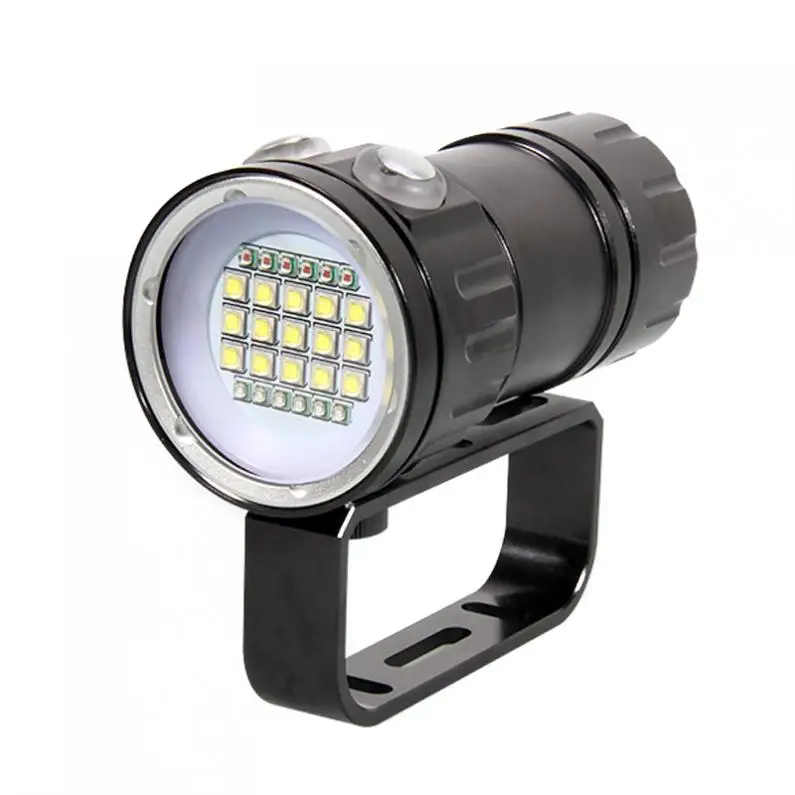US $56.36 QH27 Fifteen 5050 White XML2 Six XPE Red R5 Six XPE Blue R5 Underwater 80m Scuba Diving Canister Light with 3 Modes Flashlight