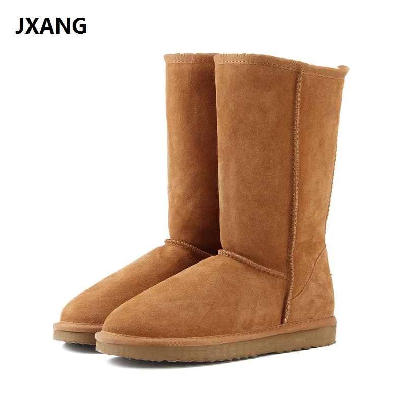 JXANG Fashion Women Snow Boots Australia Classic High Quality Genuine Leather Warm women Winter boots botas mujer Size 34-44
