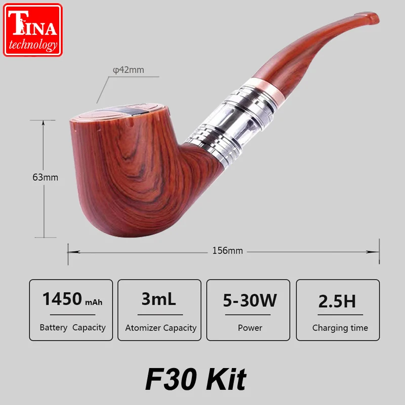 New ePipe F30 Kit Electronic cigarette E pipe vape 3ml Atomizer 30w wattage adjustable wooden VS e pipe 618 Kamry K1000 Plus New ePipe F30 Kit Electronic cigarette E pipe vape 3ml Atomizer 30w wattage adjustable wooden VS e pipe 618 Kamry K1000 Plus