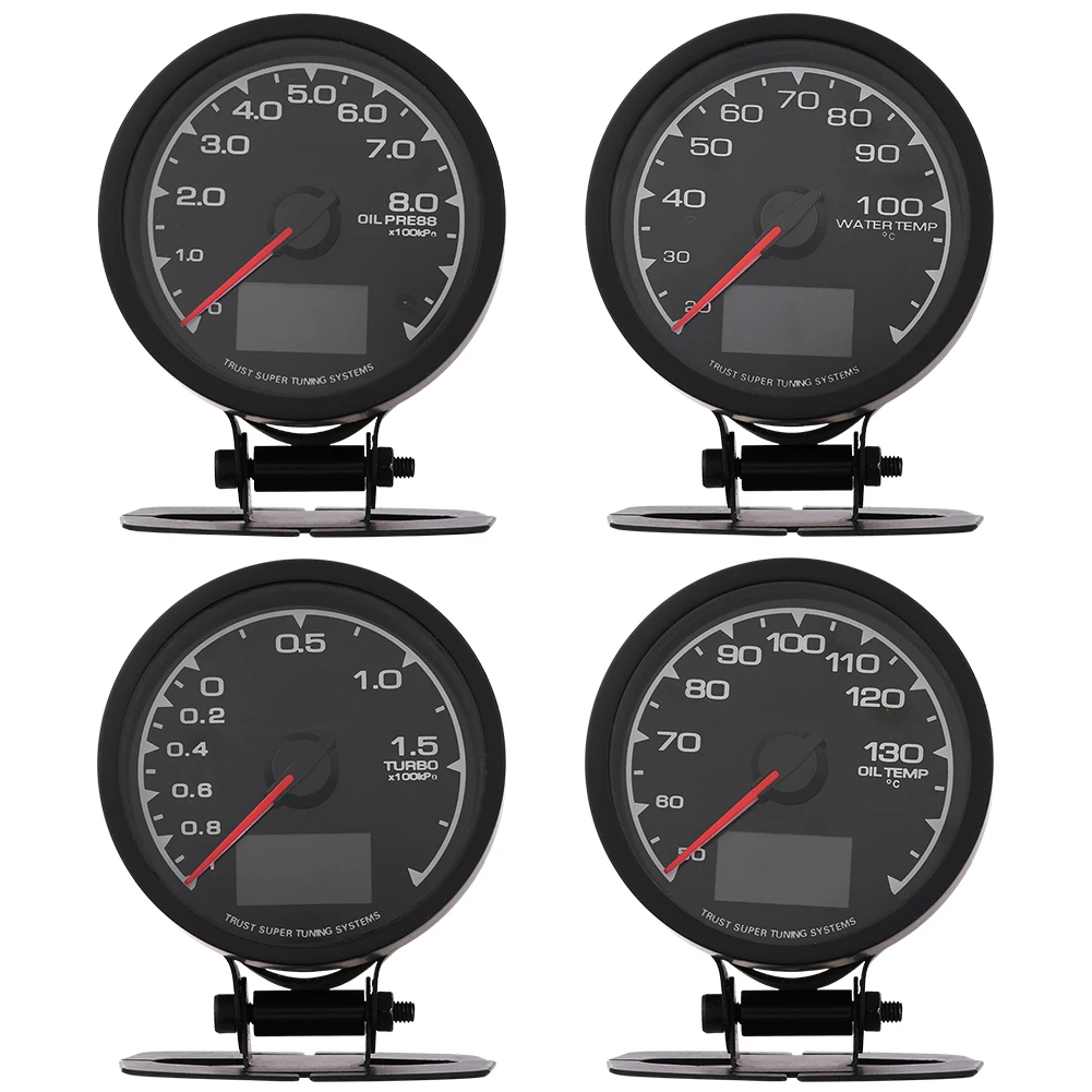 

Oil Pressure Turbo Boost Gauge Oil Temp Water Temperature Gauge Meter 7 Color LED Digital Display for Car Racing 12V vehicle