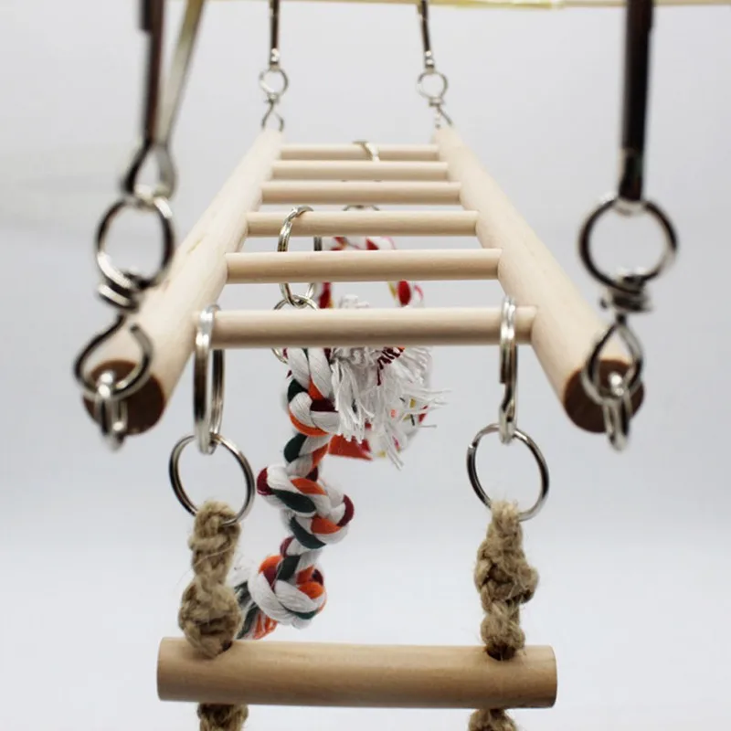 Bird To Small Pet Toy Color  Colorful Perch Parrot Swing Ladder Toys Bird Cage Accessories Hanging Swing Ladder Durable Ladder