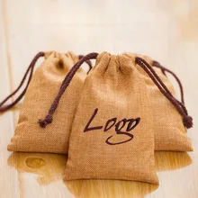 Flax Jewelry Gift Bags 8x11cm 9x12cm 10x15cm 13x17cm pack of 50 Hair Wigs Linen Sack Custom Logo Makeup Jute Pouches