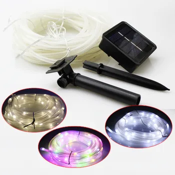 

WorldSky Quality 12M 100LEDs 7M 50 LED Solar Rope Tube Led String Strip Fairy Light Outdoor Garden Party Decor Waterproof