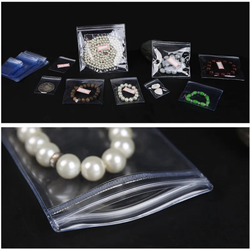 50pcs PVC bag Self Sealing Plastic Zip Lock Bag Thick Clear Ziplock Earrings Jewelry Bag Packaging Storage Bags