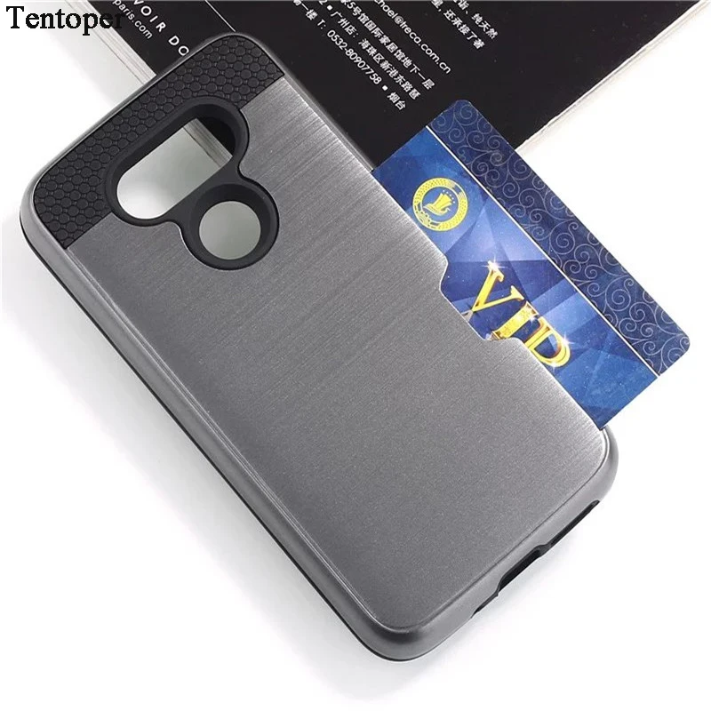 

For LG G6 Case Hybrid Hard Brushed Texture Armor Silicone Case with Card Slot for For LG G6 LGg6 5.7 inch Case Cover Back Coque