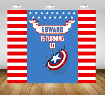 

custom captain america star striped birthday backgrounds High quality Computer print party photo backdrop