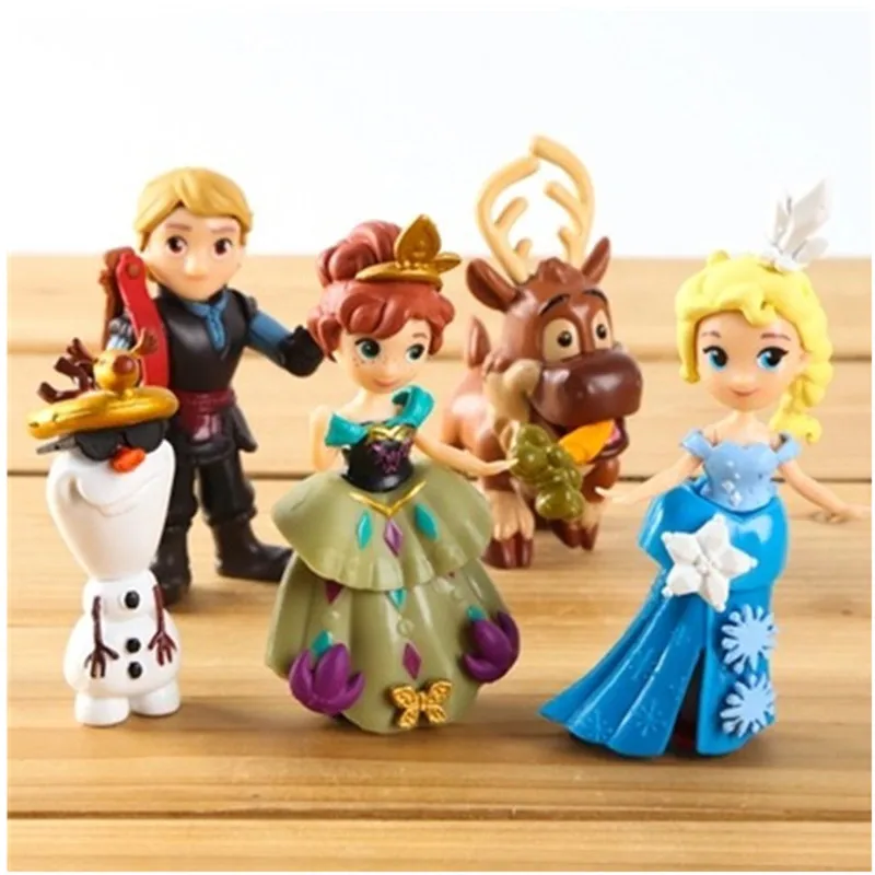 Disney Frozen 5 шт./лот мультфильм принцесса Анна Эльза Kristoff Sven Olaf ПВХ фигурка игрушки