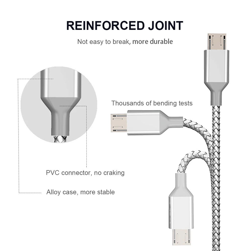Rápido de carga de Micro USB Cable 1 m 2 m 3 M trenzado de Nylon Smartphone Cable de sincronización de datos para Xiaomi Redmi Note 5 6 pro 4X Huawei Honor 8X