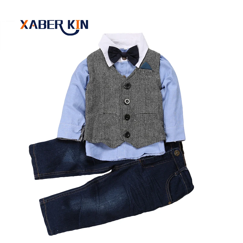 

Xaber Kin 2017 Children's Sets For Boys Clothes 3pcs/set 2017 Autumn Suits For Boys Clothing Set 2-7 Years(shirt+vest+jeans)