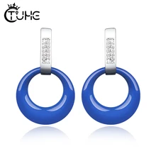 Forever Clear Круглый фианит круглые серьги-гвоздики с красивым кубическим цирконием здоровые керамические серьги ювелирные изделия Bijoux для женщин подарок