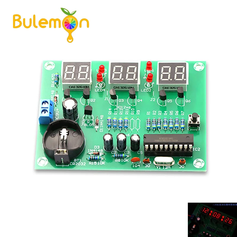 

AT89C2051 Electronic Digital Clock Kit Display Suite Electronic Module Parts and Components DIY Kits DC 9V-12V