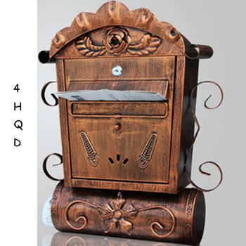 

Luxury Handcraft Mailbox Rainproof Rural Home Retro Postbox With Lock Outside Decor Letter Box Rotating Newspaper Fashion New