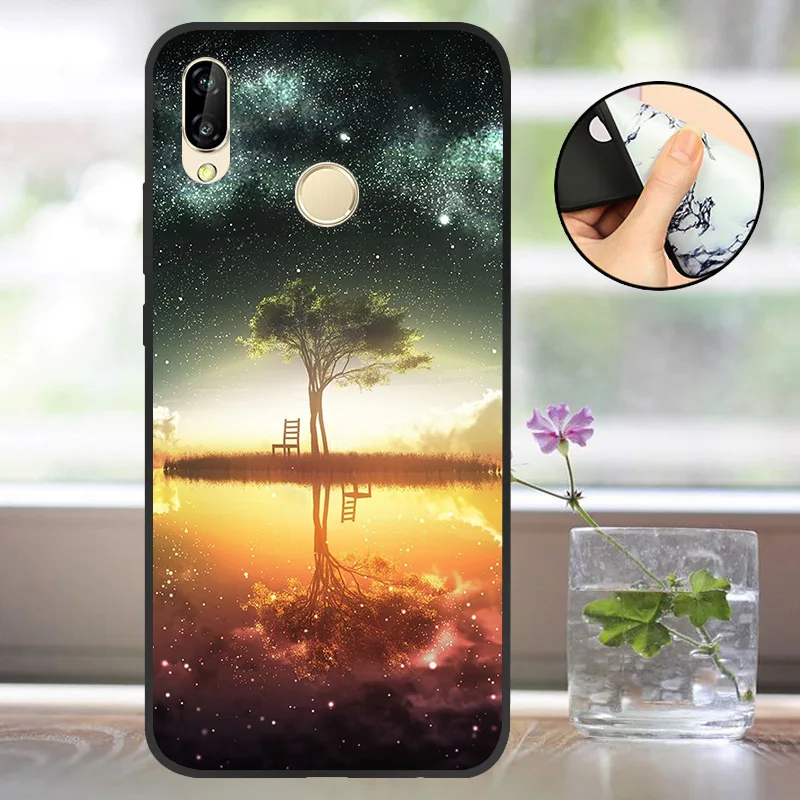 Черный матовый чехол для Huawei P20 Lite силиконовый с рисунком P20Lite телефона 5 84 дюйма
