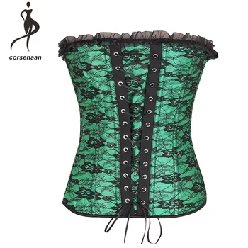 

Fashion Women's Gothic Floral Lace Overbust Corset Sexy Bustier Clubwear Shapewear With G String 880#