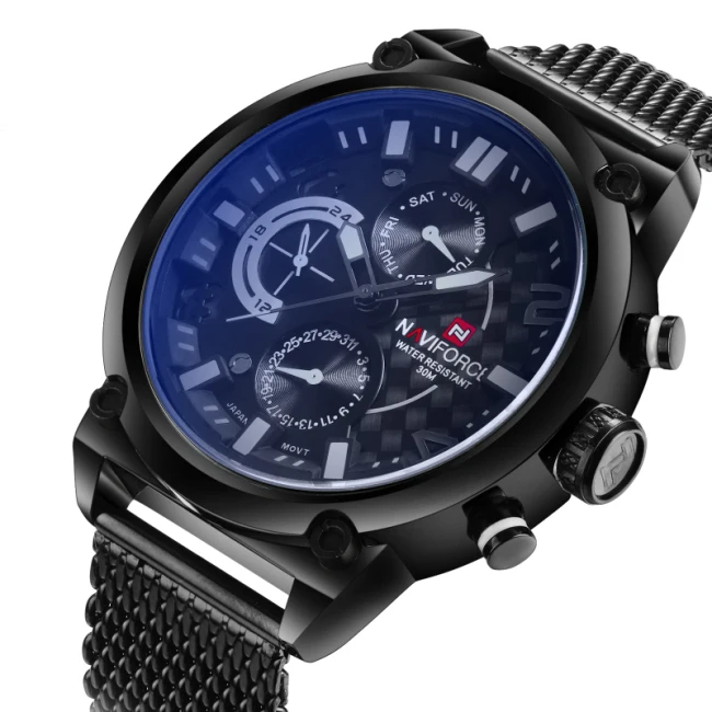 Роскошный бренд Naviforce аналоговые Мужские кварцевые часы с датой из нержавеющей стали модные повседневные спортивные часы мужские военные наручные часы - Цвет ремешка: White