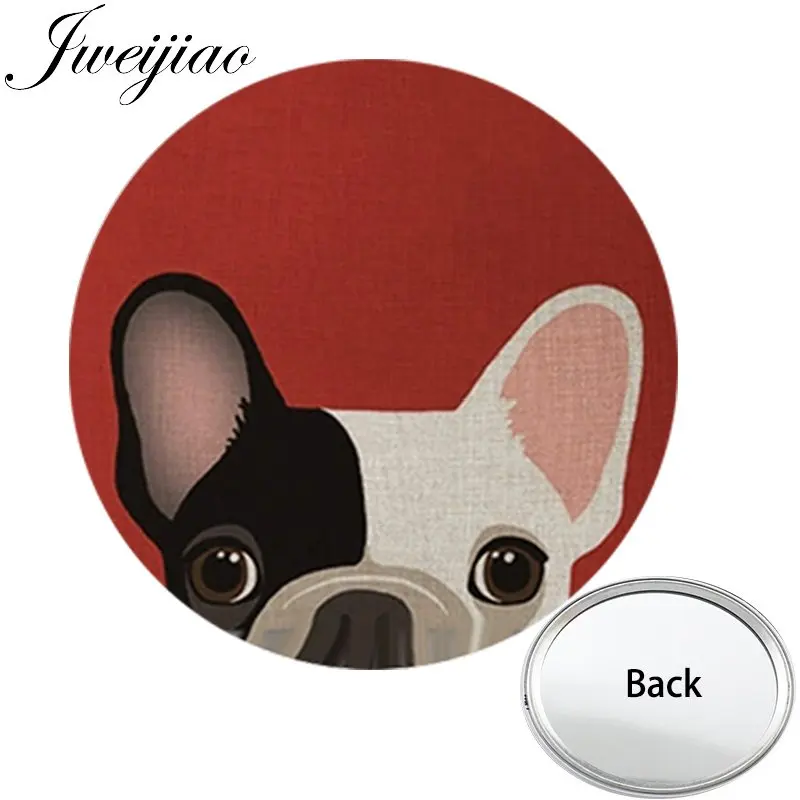 JWEIJIAO Love Pet Мопсы с одной стороны плоские мини Карманное зеркальце компактное портативное косметическое зеркало ручной дорожный кошелек - Цвет: A119