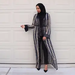Для женщин мусульманское платье кардиган длинный Абаи платье плюс Размеры мусульманской одежды исламский турецкий Костюмы для Для женщин
