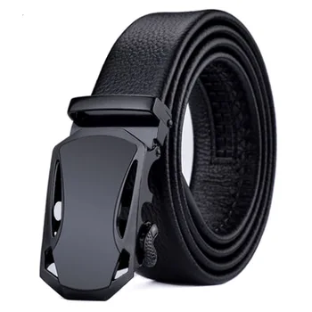 

VOHIO Men's belt Large size 50 52 54 60 62inch Black automatic buckle Simple fashion business belt for men 100% genuine leather
