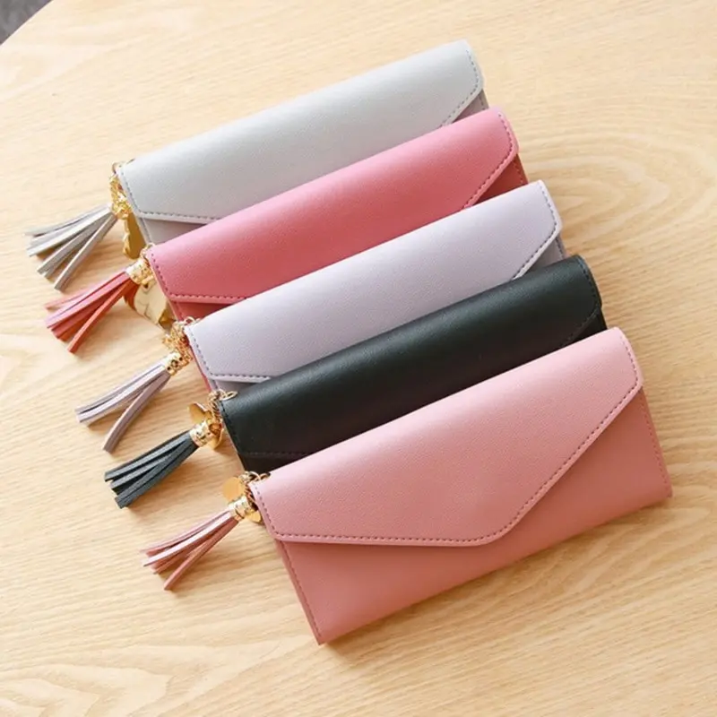 

MoneRffi Women Long Wallet Heart -Fold Leather With Window Coin Purse Young Fashion Wallet