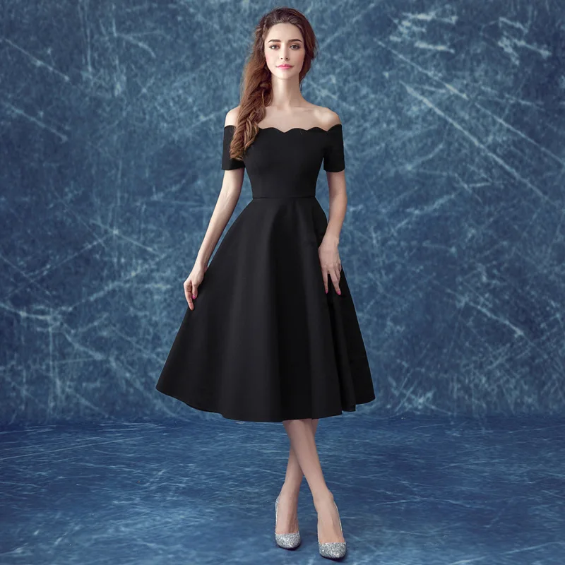

Black off shoulder party performance nightclub bridal dress vintage dresses 50s 60s dress women little back red dress woman