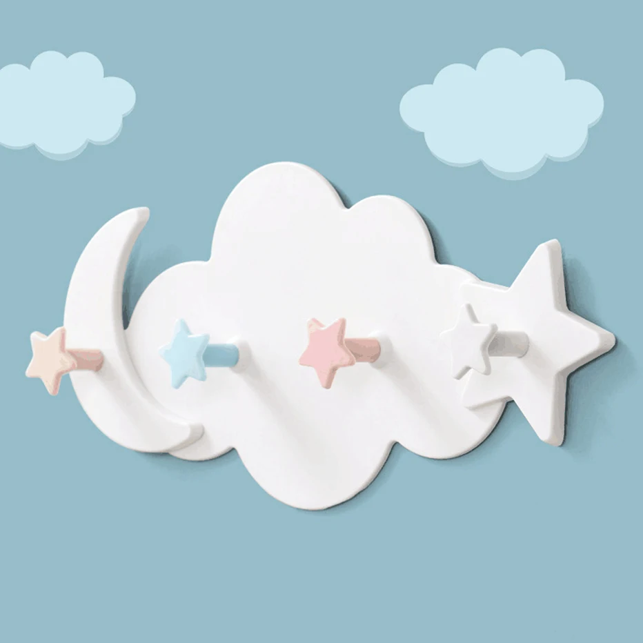 

Nordic Key Storage Hook Home Decoration Cloud Shape Kitchen and Bathroom Tools Holder Wall-mounted Star Moon Storage Rack