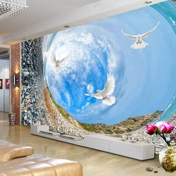 

Custom Mural Wallpaper-3D Modern Creative Artistic Swirl Stone White Cloud Wall Mural Painting Living Room Sofa Papel De Parede