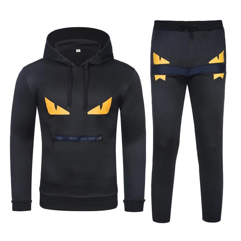 

Brand Casual Mens Tracksuit Hip Hop Sweat Suits Sets Hooded Tracksuits Male Streetwear Jogger Top + Sweatpants Set Plus Size