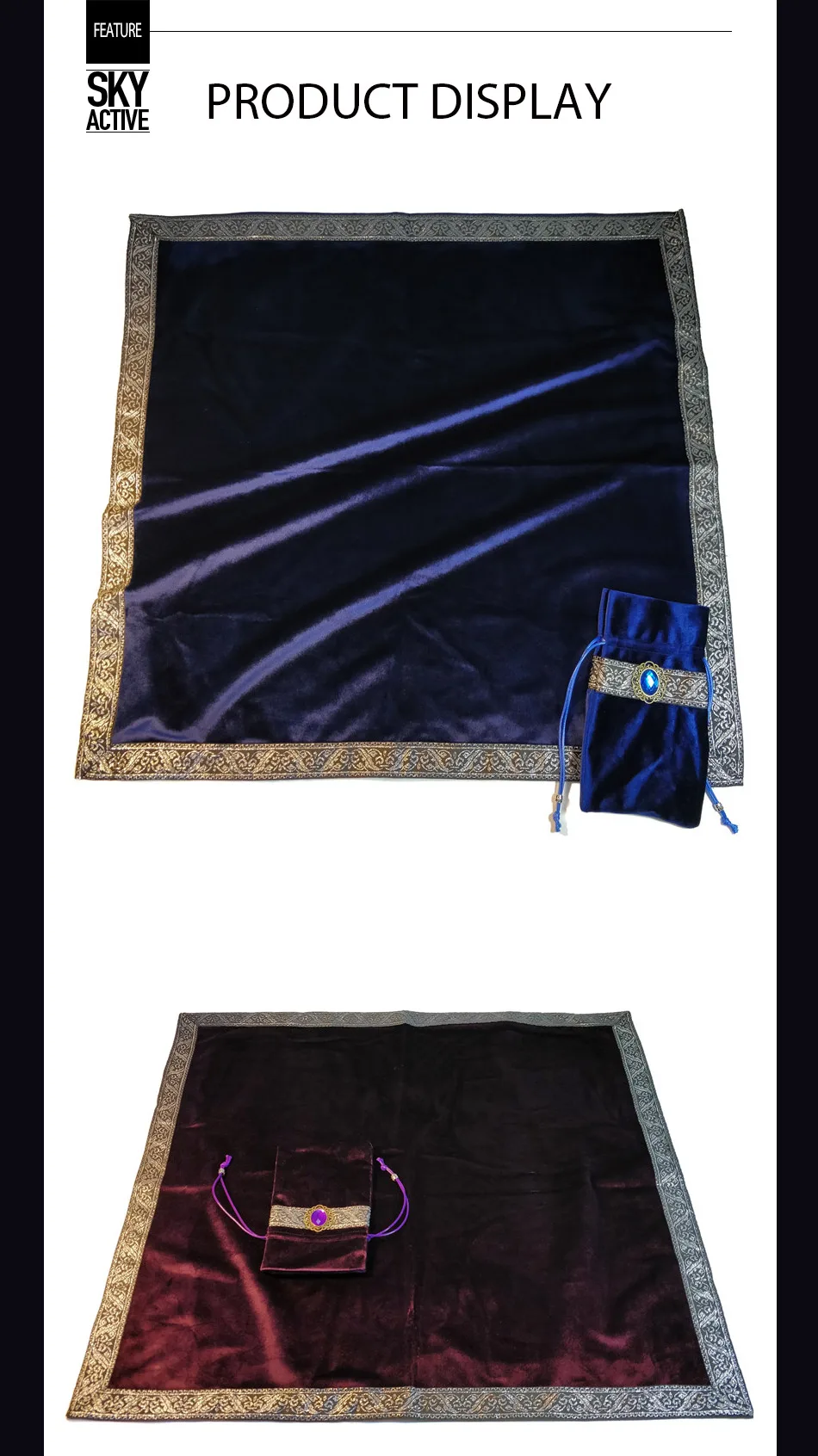 64x64 см алтарь Таро скатерть с мешками одеяло ковер флокирование ткань, Карты Таро игры Аксессуары для настольной игры