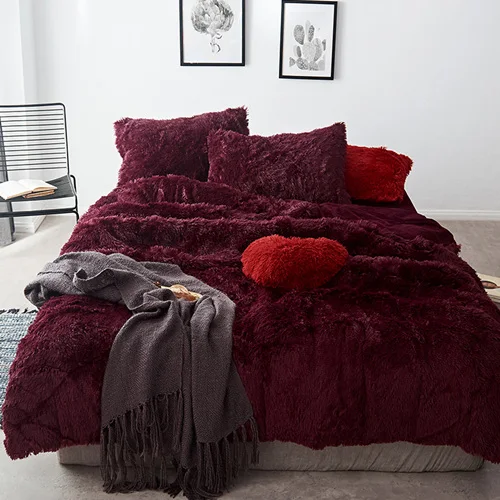 Pure Color Mink Velvet Bedding Sets 20 colors lambs wool Fleece Bed