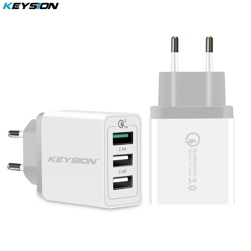 

KEYSION 3 Ports Quick Charger QC 3.0 30W USB Charger For iphone 7 8 ipad Samsung S8 Huawei Xiaomi Fast Charger QC3.0 EU/US Plug