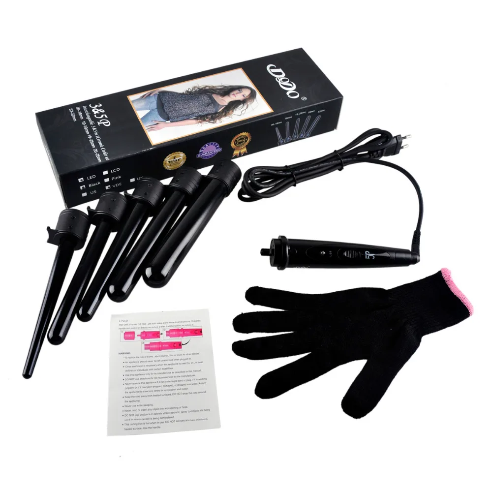 

09-32mm Series 5 in 1 Curling Wand Set Hair Curling Tong 5pcs Hair Curling Iron The Wand Hair Curler Roller Gift Set 2 colors