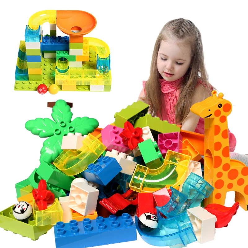 

DIY Big Size Building Blocks Ball Maze Race Run Track Accessories Blocks Bricks Slide Slideway Toys For Children Kids Gift