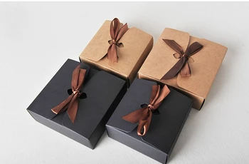 

Black Paper Box With Ribbon Cookies Cake Box Chocolate Gift Boxes paper cake box Party Favor Candy Cookie packing 100pcs/lot