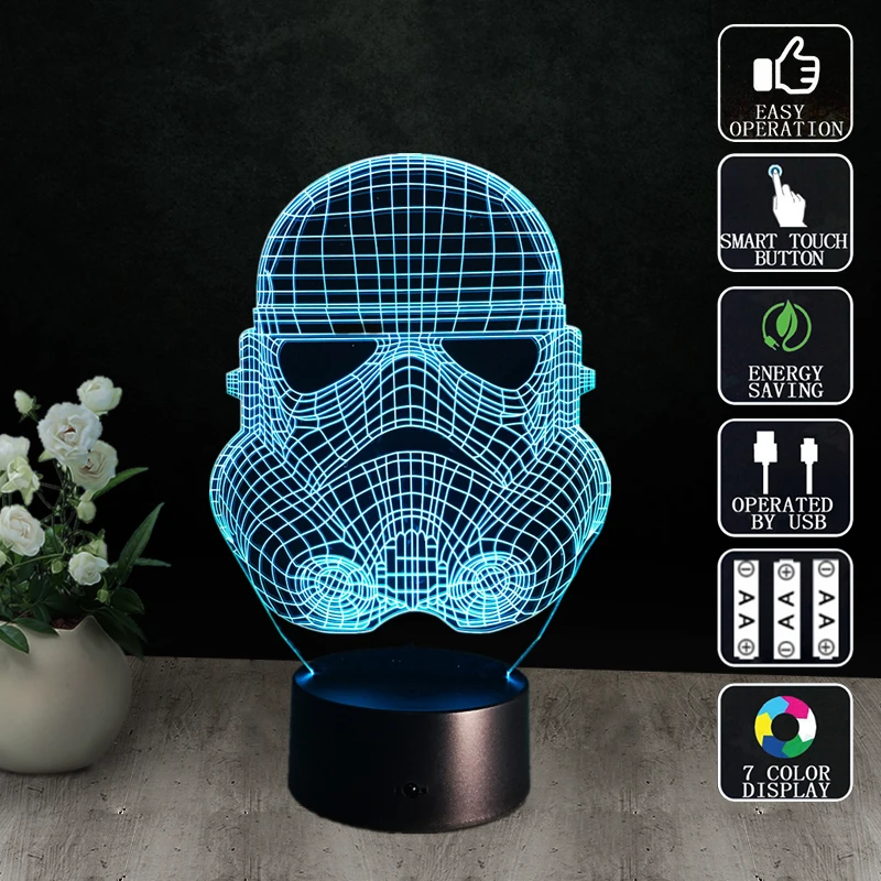 Звездные войны стромстропер Ночник детская настольная лампа USB Luminaria 3D ночные