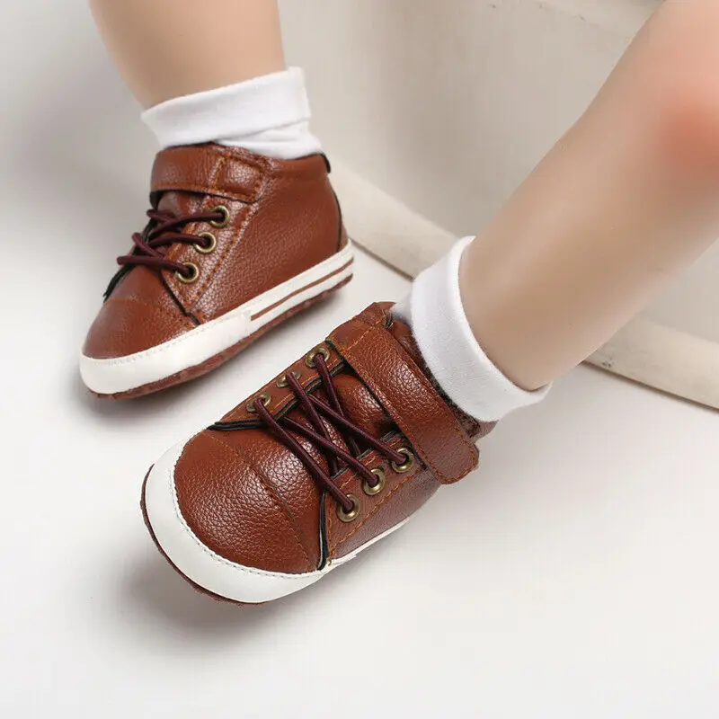 Newborn Baby Boy Girl Soft Sole Leather Crib Shoes Solid Causal Hook 0-18M Kids Shoes