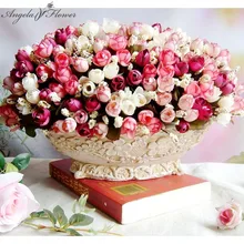 Otoño 15 cabezas/ramo pequeño ramo rosas bráctea flores artificiales de seda Rosa boda DIY casa decoración de Navidad flores rosa regalos