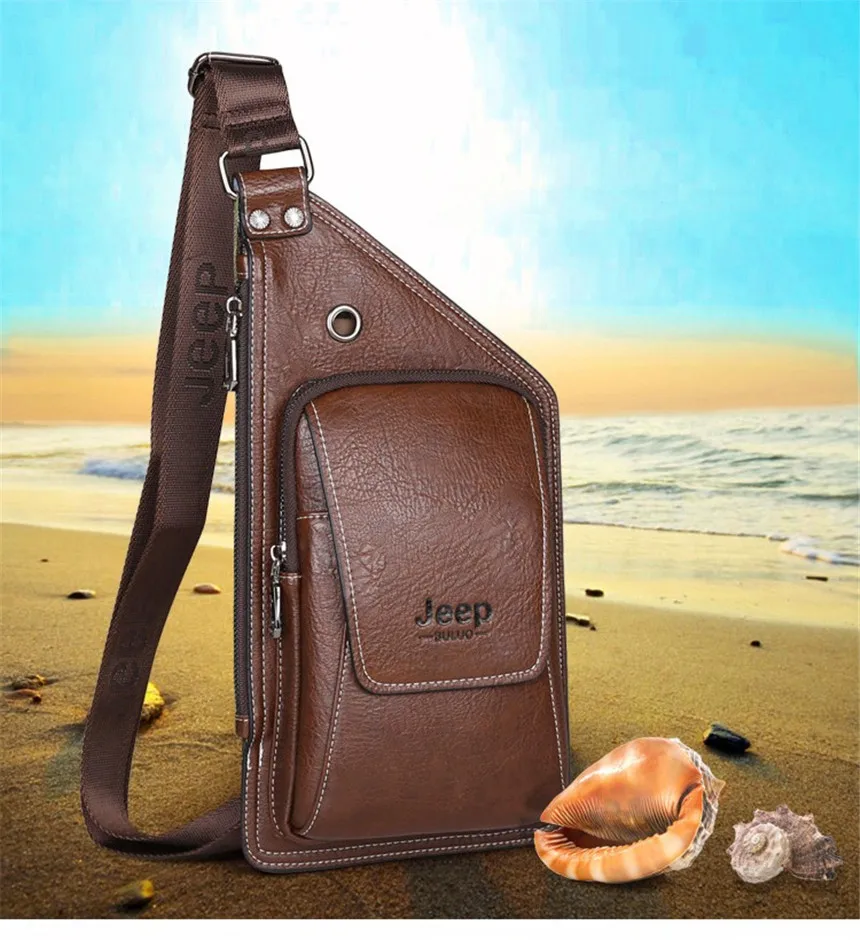 Мужская сумка для путешествий jeep buluo, нагрудная сумка цвета хаки, сумка для учебы, однолямочная сумка, кожаная кросс-боди сумка на плечевом ремне, все сезоны