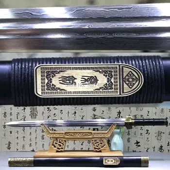 

Reappear China Chinese Qin Dynasty Battle Sword Jian Double Edge Sharp Folded Damascus Steel Blade Battle Ready Asian Knife
