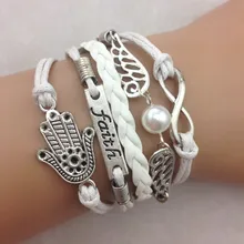 1 шт. бесконечно ручная работа браслет. металл очарование, воск шнур, кожаный браслет, модный драгоценный браслет 3866