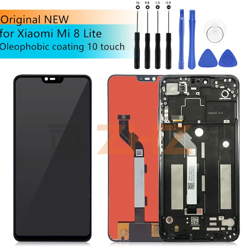 

Original For Xiaomi Mi 8 Lite LCD Display Touch Screen Digitizer Assembly 10 touch with frame screen replacement repair parts